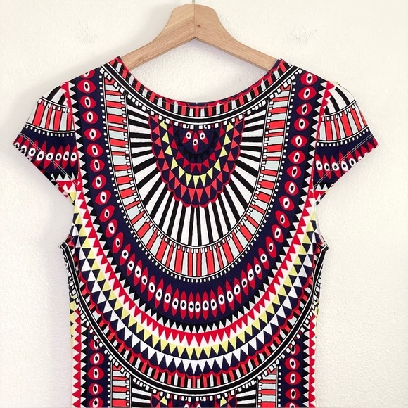 Mara Hoffman Cap Sleeve Mini Dress Jersey El Mundo Multicolor Tribal Print Small - Picture 7 of 12